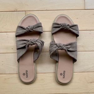 Susina taupe double bow flat sandals